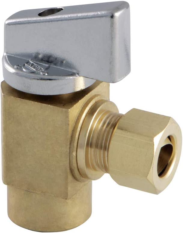 Kingston Brass KF33104CTL Columbia IPS x 3/8 Inch O.D Comp Quarter-Turn Angle Stop Valve, Raw Brass