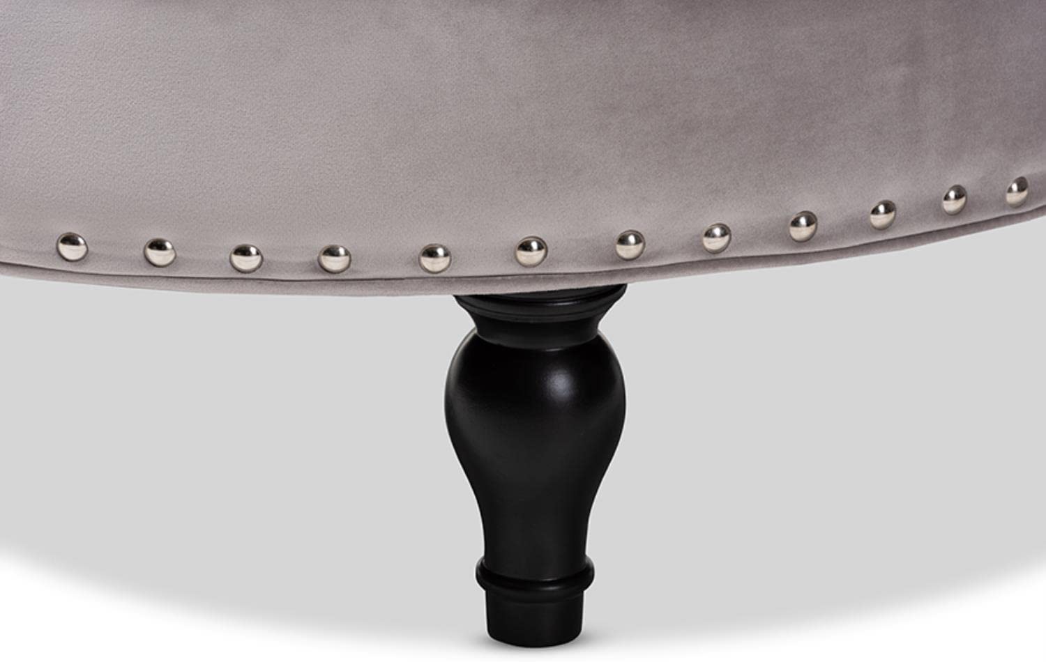 Baxton Studio Palfrey Transitional Gray Velvet Fabric Upholstered Button Tufted Cocktail Ottoman