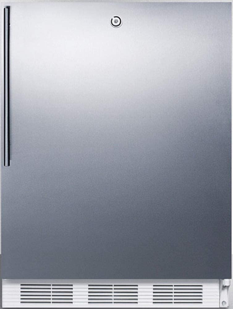 Summit Appliance FF6LWBI7SSHVADA ADA Compliant Commercial All-Refrigerator for General Purpose Use with Auto Defrost, Lock, Stainless Steel Door, Thin Handle and White Cabinet