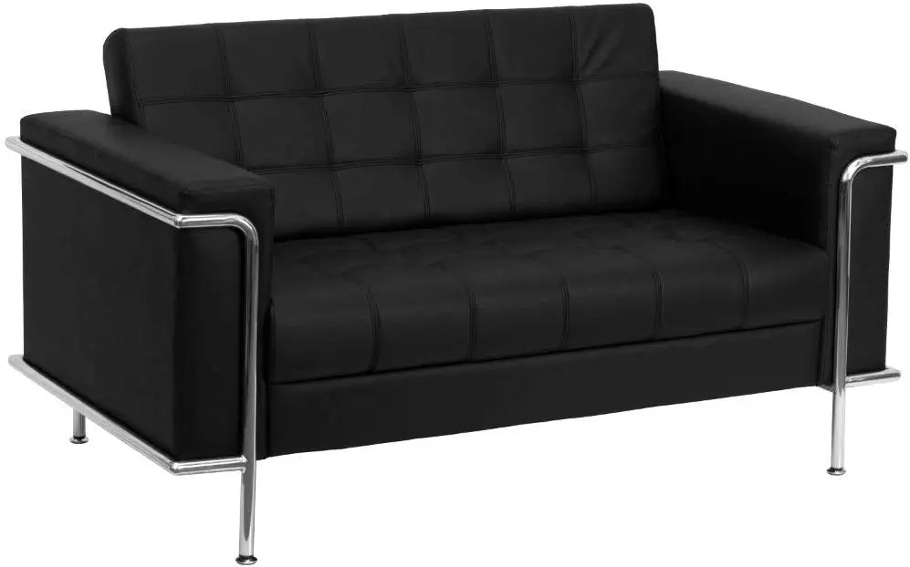 Flash Furniture HERCULES Lesley Series Contemporary Black LeatherSoft Loveseat with Encasing Frame