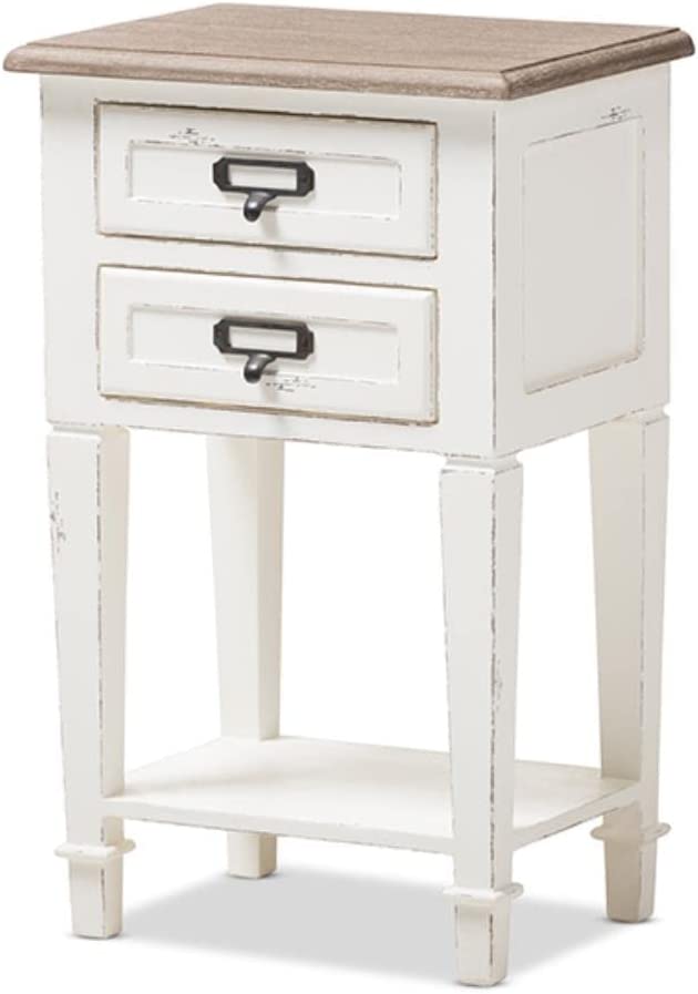 Dauphine 15 3/4&#34; Wide Weathered Oak and White Side Table