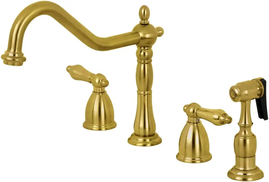 Kingston Brass KB1797ALBS 8-Inch Widespread Kitchen Faucet with Brass Sprayer, Brushed Brass