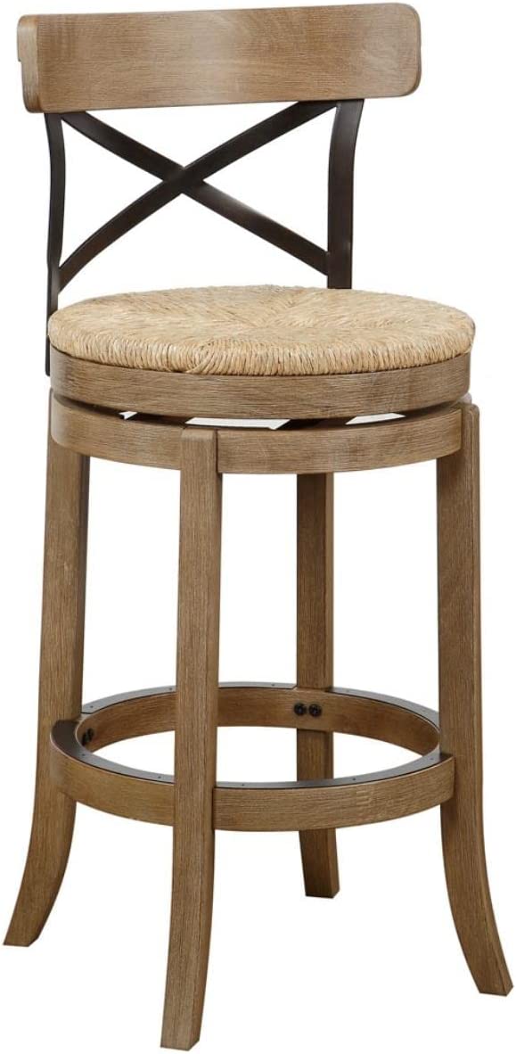 Boraam Myrtle Bar Height Stool, 29-Inch, Wheat Wire-Brush