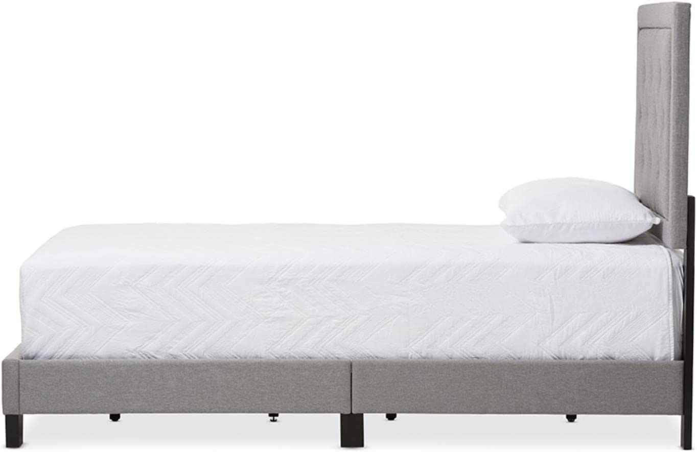 Baxton Studio Paris Modern and Contemporary Upholstered Tufting Platform Bed Grey