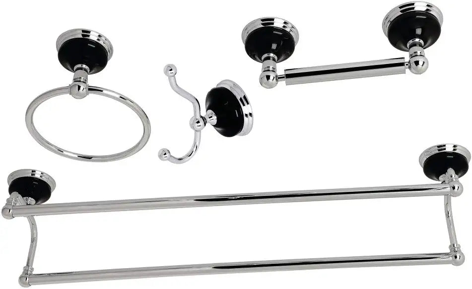 Kingston Brass BAK9113478C Water Onyx Bathroom Hardware Set, Polished Chrome