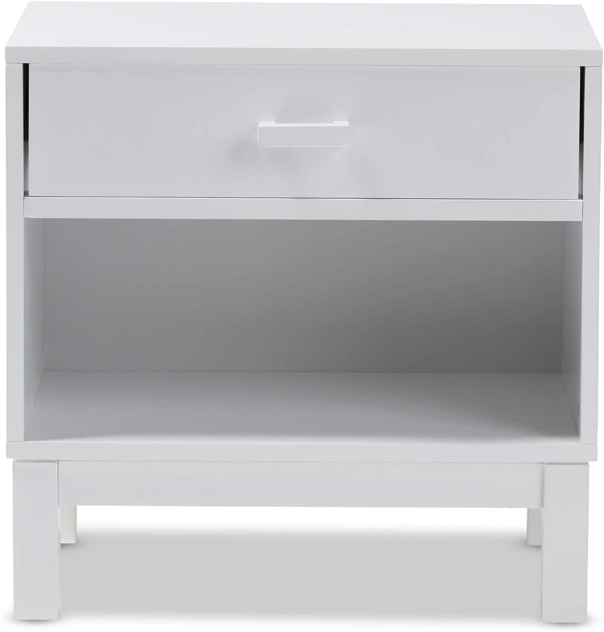 Baxton Studio Deirdre Modern and Contemporary White Wood 1-Drawer Nightstand/Contemporary/White/White/Rubber Wood/MDF