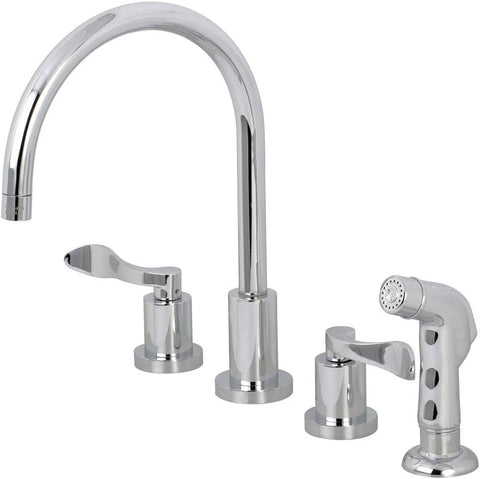 Kingston Brass KS8721DFL Widespread Kitchen Faucet, Polished Chrome