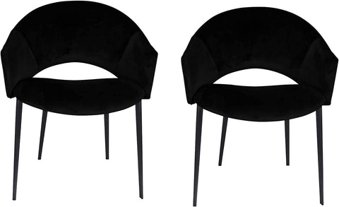 Puff Paste Harmony Black Upholstery Dining Chair with Conic Legs (Set of 2)