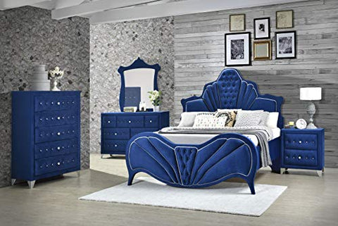 Dante Blue Velvet Eastern King Bed - 24217EK