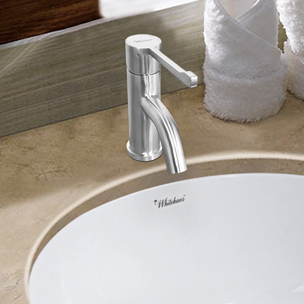 Whitehaus Collection WHS0221-SB-PSS Waterhaus Single Hole Single Lever Faucet, Polished Stainless Steel