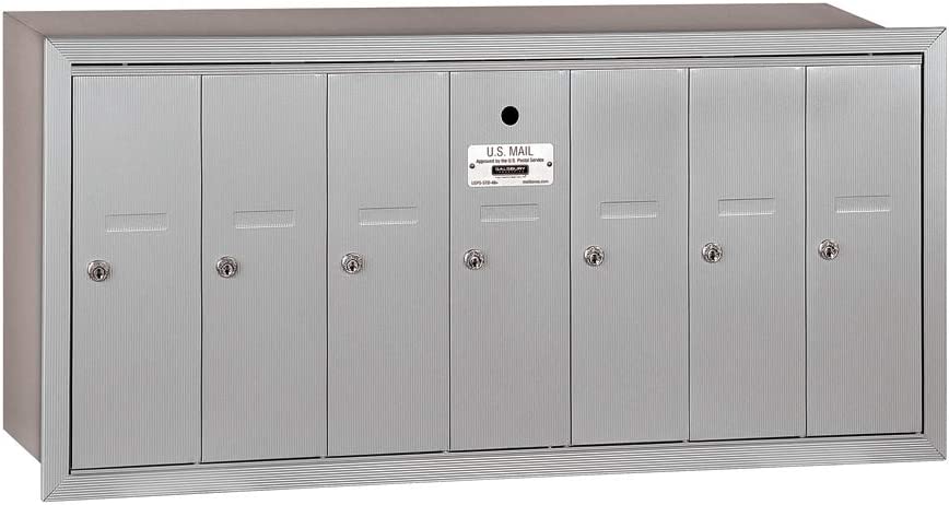 Salsbury Vertical Mailbox - 7 Doors - Aluminum - Recessed Mounted - USPS Access