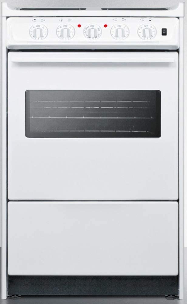 Summit WEM110RW 20&#34;&#34; Freestanding Electric Range with 4 Coil Elements Slide-In Look Stainless Steel Rear Trim in White