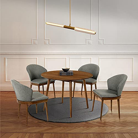 Armen Living Arcadia and Juno Round 5 Piece Dining Set, 42&#34;, Charcoal/Walnut Wood