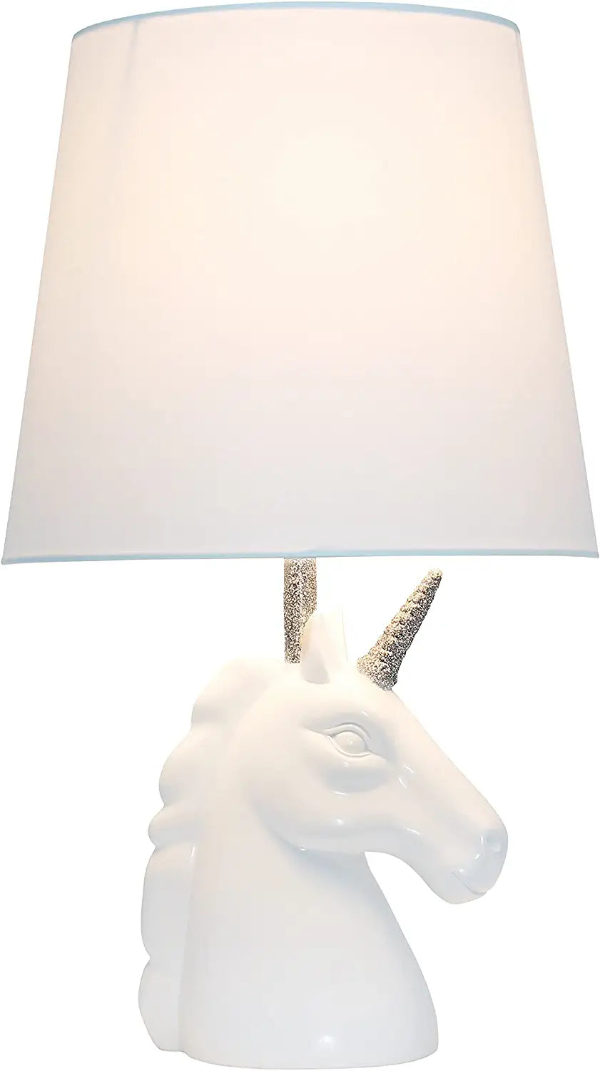 Simple Designs LT1078-SLV Sparkling Glitter Unicorn Table Lamp, Silver