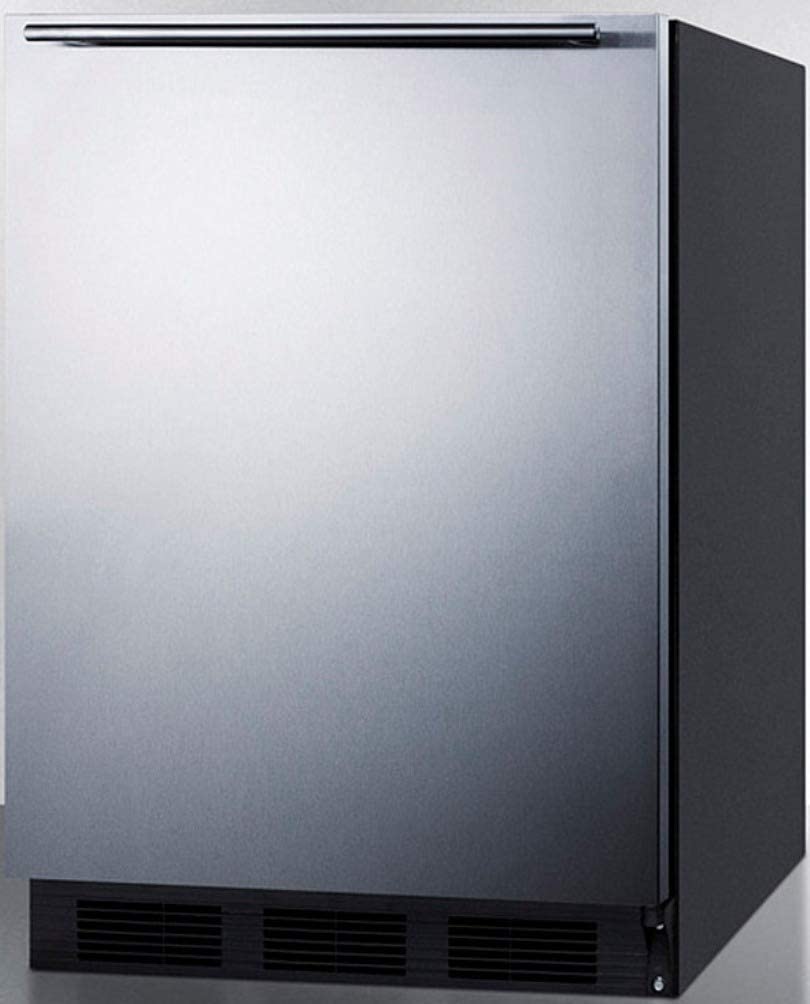 Summit Appliance FF7BKSSHHADA ADA Compliant Commercial All-Refrigerator for Freestanding General Purpose Use with Auto Defrost, Stainless Steel Wrapped Door, Horizontal Handle and Black Cabinet