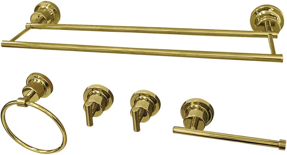 Kingston Brass BAH821318478PB Concord Bathroom Hardware Set, Polished Brass