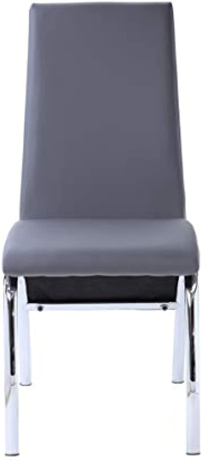 ACME Noland Side Chair (Set-2) - - Gray PU &amp; Chrome