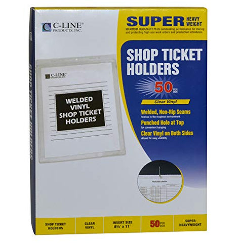 VINYL SHOP TICKET HOLDER 50/BOX BOTH SIDES CLEAR 8.5X11