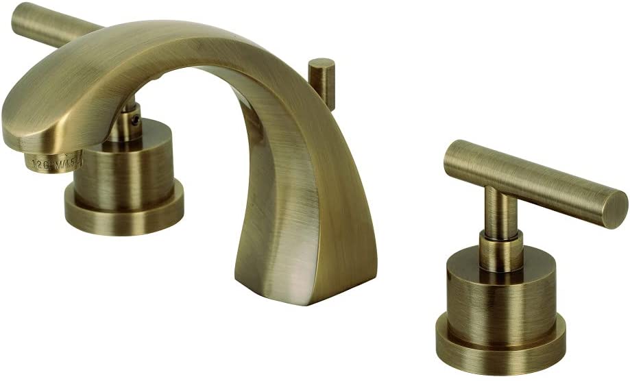 Kingston Brass KS4983CML Manhattan 8&#34; Widespread Bathroom Faucet, Antique Brass