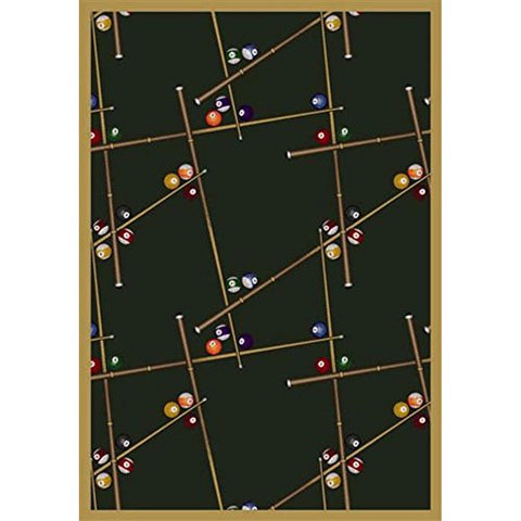 Joy Carpets Games People Play Snookered Gaming Area Rugs, 92-Inch by 129-Inch by 0.36-Inch, Emerald