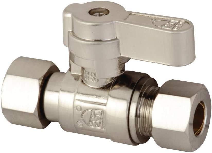 Kingston Brass KF3330SN X 3/8 OD Comp Straight Stop Valve, Brushed Nickel