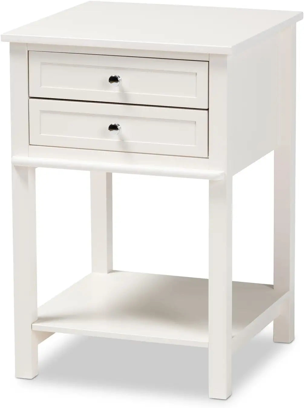 Baxton Studio Willow Modern Transitional White Finished 2-Drawer Wood Nightstand