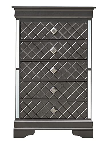 Verona Metalic Black 5-Drawer Chest of Drawers (31 in. L X 16 in. W X 48 in. H)