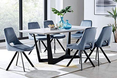 Armen Living Radford and Blue Lexi 7 Piece Modern Rectangular Dining Set