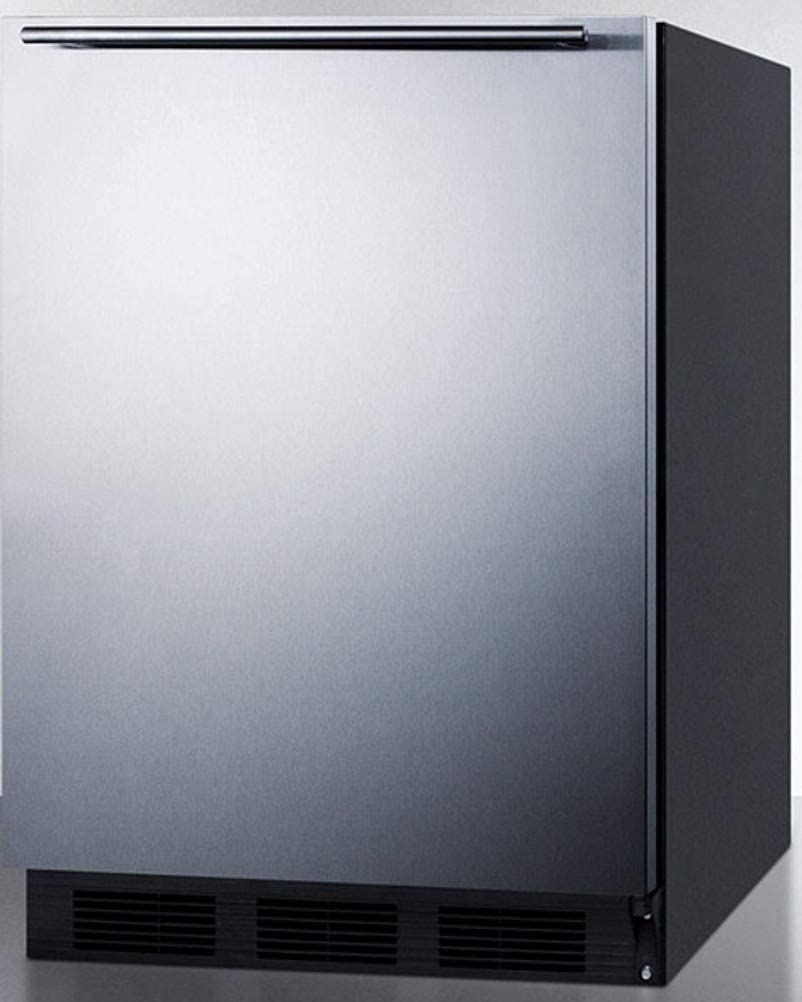 Summit Appliance CT663BKBISSHHADA ADA Compliant Built-in Undercounter Refrigerator-Freezer for Residential Use, Cycle Defrost with Stainless Steel Wrapped Door, Horizontal Handle and Black Cabinet