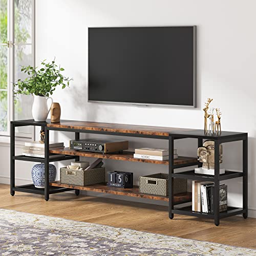 Tribesigns 78 Inch TV Stand for TVs up to 85 Inch Media Entertainment Center Console Table Industrial 3-Tier TV Console Table with Storage Shelves for Living Room Entertainment Room