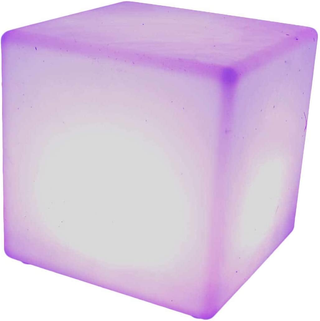 BLOCK- LED Illuminated Square Seat with 16 color options and 4 color changing modes on the remote. Portable, waterproof, and requires no batteries. Charge lasts approximately 8 hours.