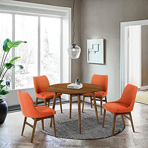 Armen Living Arcadia and Azalea Round 5 Piece Dining Set, 42&#34;, Orange/Walnut Wood