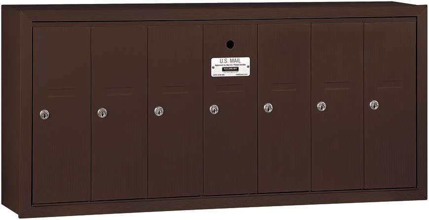 Salsbury Industries 3507ZSU Surface Mounted Vertical Mailbox with USPS Access and 7 Doors, Bronze