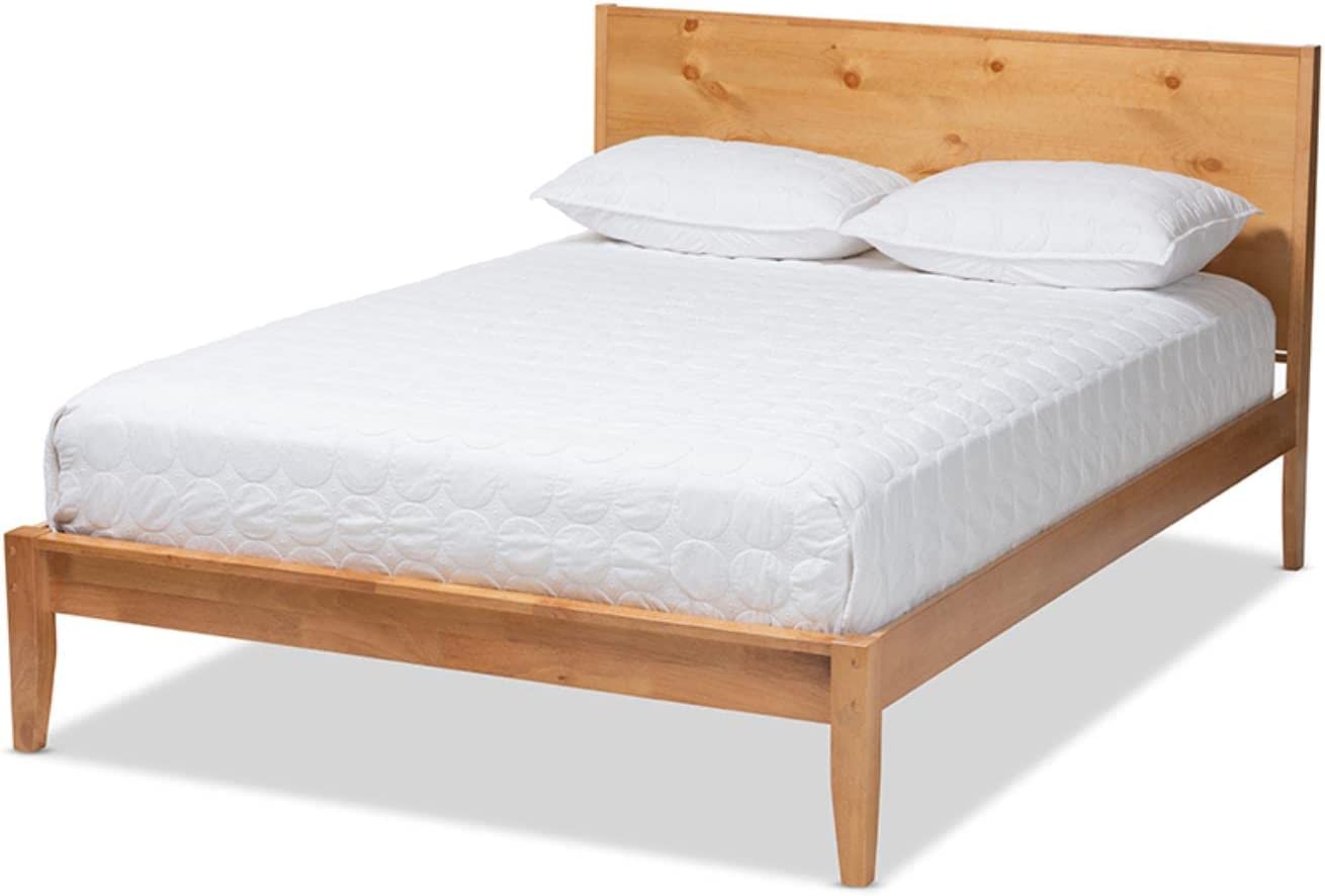 Baxton Studio Marana Modern and Rustic Natural Oak and Pine Finished Wood Queen Size Platform Bed