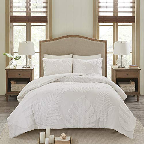 100 Cotton Chenille Palm Duvet Cover Set w/Tufted Technique