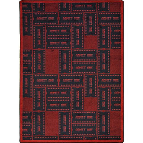 Joy Carpets Any Day Matinee Admit One Theater Area Rugs, 92-Inch by 129-Inch by 0.36-Inch, Burgundy