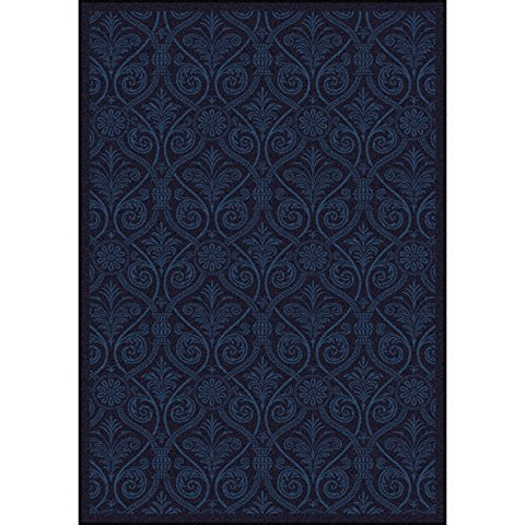 Joy Carpets Any Day Matinee Damascus Theater Area Rugs, 92-Inch by 129-Inch by 0.36-Inch, Navy