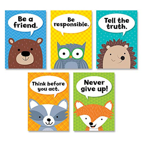 CTP Woodland Friends Character Traits Inspire U 5-Poster Pack, 13 3/8&#34; x 19&#34; (Creative Teaching Press 8697)