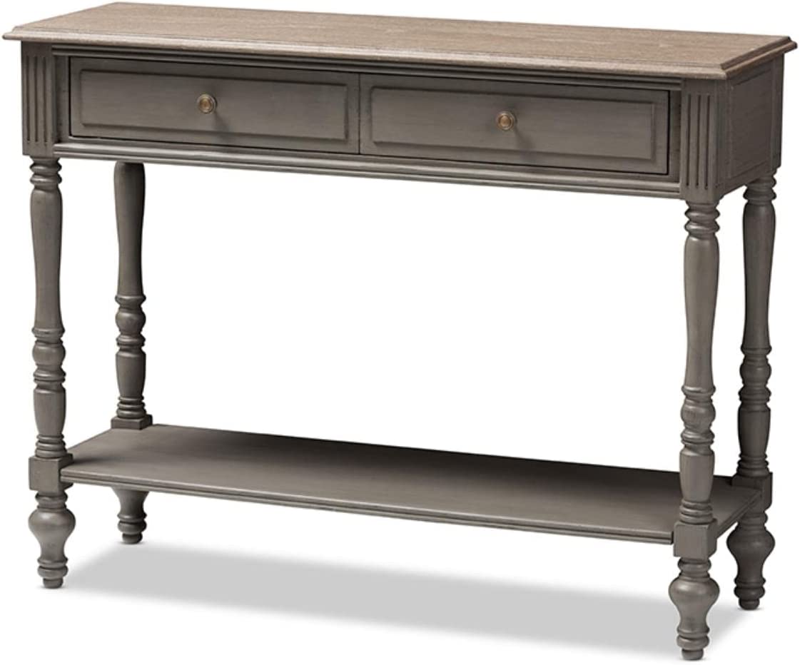 Baxton Studio Noemie Country Cottage Farmhouse Brown Finished 2-Drawer Console Table