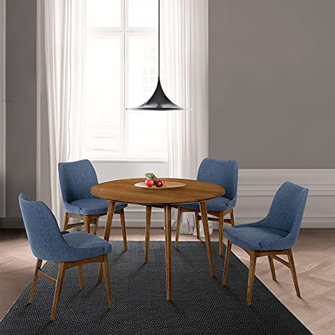 Armen Living Arcadia and Azalea Round 5 Piece Dining Set, 42&#34;, Blue/Walnut Wood