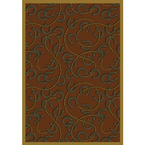 Joy Carpets Kaleidoscope Rodeo Whimsical Area Rugs, 64-Inch by 92-Inch by 0.36-Inch, Rust