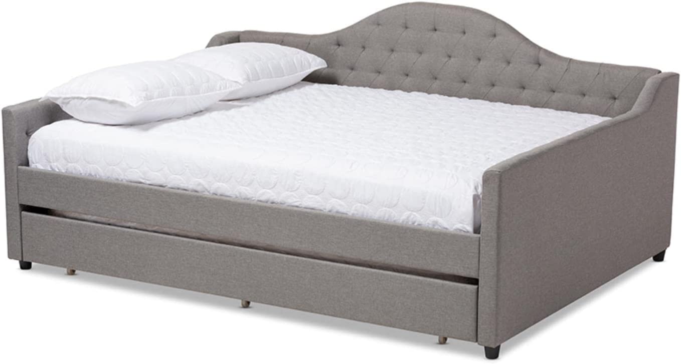 Baxton Studio Eliza Modern and Contemporary Grey Fabric Upholstered Full Size Daybed with Trundle