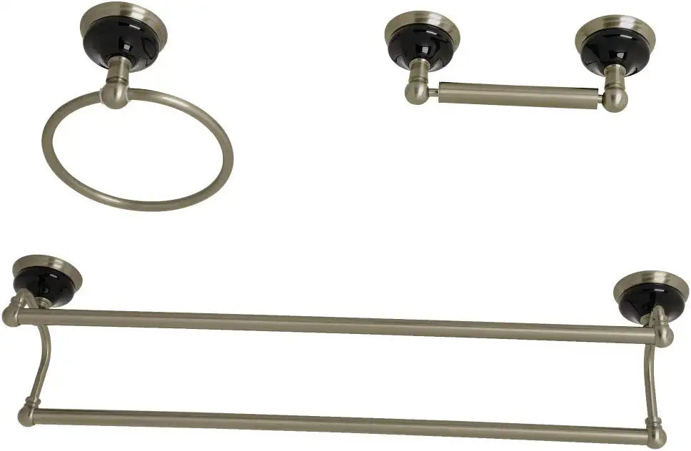 Kingston Brass BAK911348BN Water Onyx Bathroom Hardware Set, Brushed Nickel