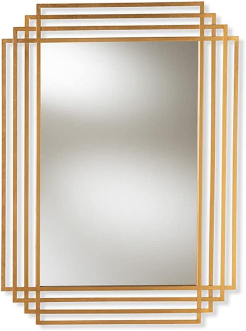 Baxton Studio Kalinda Art Deco Antique Gold Finished Rectangular Accent Wall Mirror