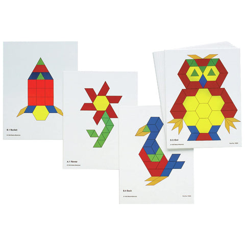Learning Advantage Pattern Block Activity Cards - In-Home Learning Activity for Early Math &amp; Geometry - Set of 20 - Teach Creativity, Sequencing and Patterning