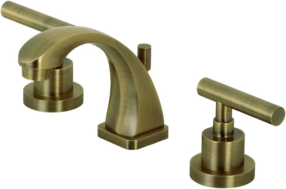 Kingston Brass KS4943CML Manhattan 8&#34; Widespread Bathroom Faucet, Antique Brass