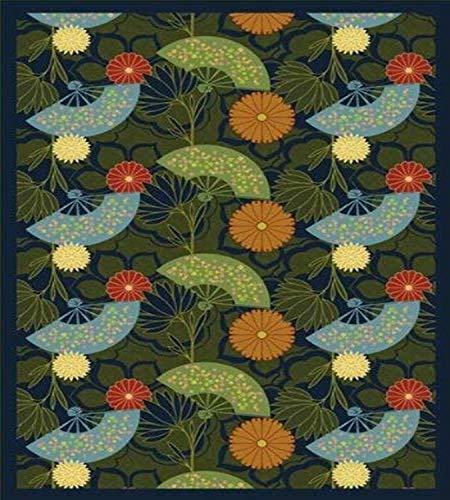 Joy Carpets Kaleidoscope Pacific Rim Whimsical Area Rugs, 64-Inch by 92-Inch by 0.36-Inch, Green