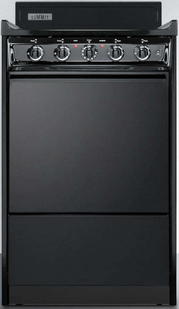 Summit TEM110C 20&#34;&#34; Freestanding Electric Range with 4 Coil Elements 2.46 cu. ft. Oven Capacity Chrome Drip Pans Storage Drawer Indicator Lights in Black