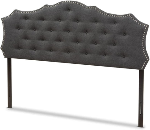 Baxton Studio Aurora Modern and Contemporary Dark Grey Fabric Queen Size Headboard Grey/Queen//Contemporary/Fabric Polyester 100%&#34;/LVL/Foam