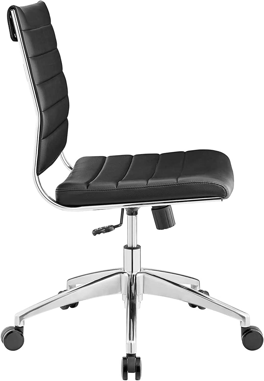 Modway Jive Ribbed Armless Mid Back Swivel Conference Chair In Black